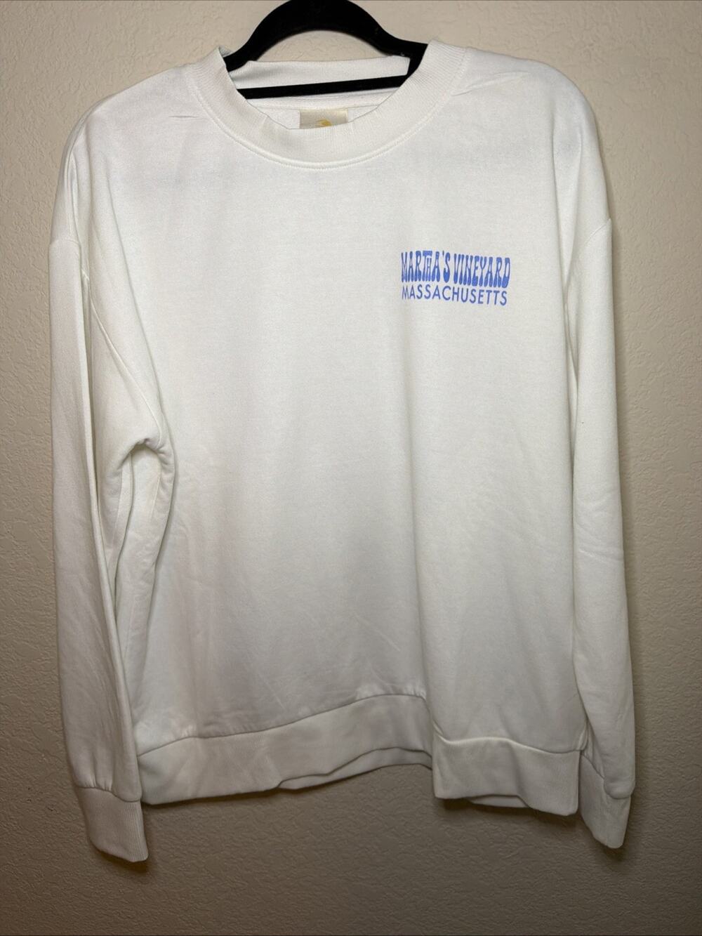 Women's White Fun Martha's Vineyard Lightweight Long Sleeve Sweatshirt Size L